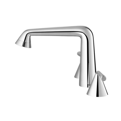 Three Hole Basin Brass Lavatory Faucets Hot And Cold Water Mixer