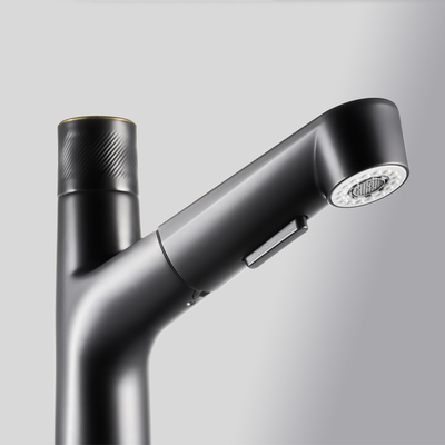 Matte Black Bathroom Brass Basin Faucets 207mm Height Polished Surface