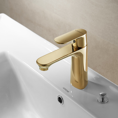 Gold Basin Mixer Restroom Single Hole Sink Faucets