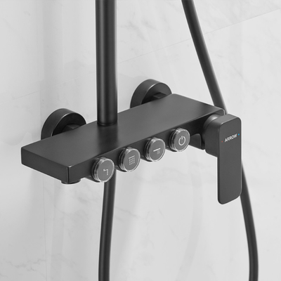 Matte Black Bathroom Hand Shower Mixer Set Wall Mount Complete Set