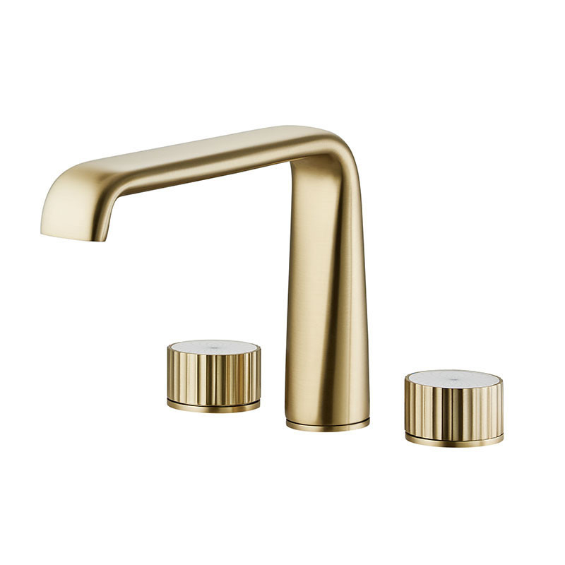 Gold Bathroom Sink Faucet Widespread three Hole 170mm Height