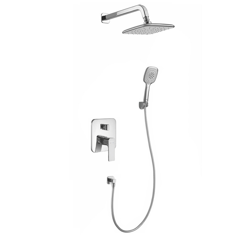 Rain Shower Set Multifunction Square Hand Shower Modern Style Built-in Shower System Bathroom